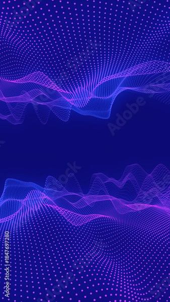 Obraz Digital wave particles creating glowing abstract data flow