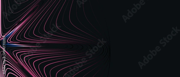 Obraz Abstract gradient line curves on dark background.