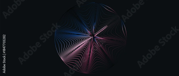 Obraz Abstract Gradient Line Wave on Dark Futuristic Technology Background