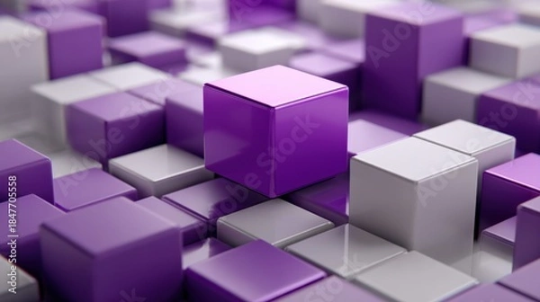 Obraz Colorful 3D Cubes Arranged in Abstract Pattern