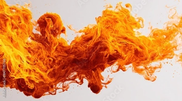 Obraz Vibrant Orange Flames on White Background