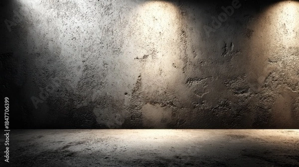 Obraz Empty Industrial Space with Dramatic Lighting and Textured Walls