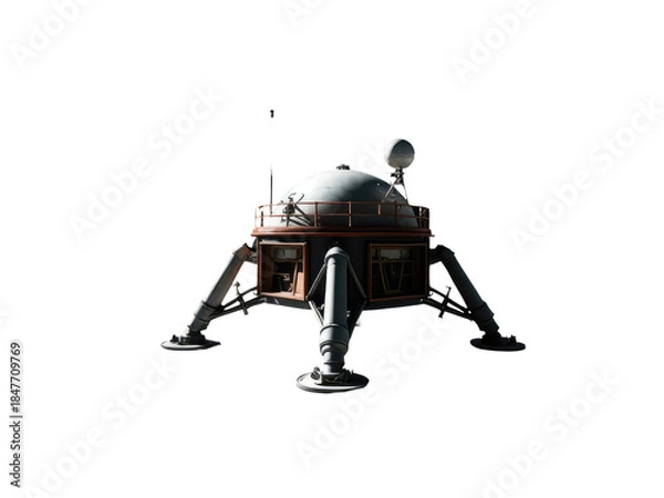 Obraz Small robot perched on a table surface with unknown background.transparent background