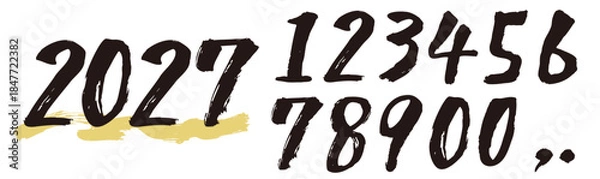 Fototapeta 筆で書いた0から9までの数字のひと揃い。