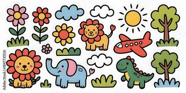 Obraz Cute Dinosaur Seamless Pattern for Kids.