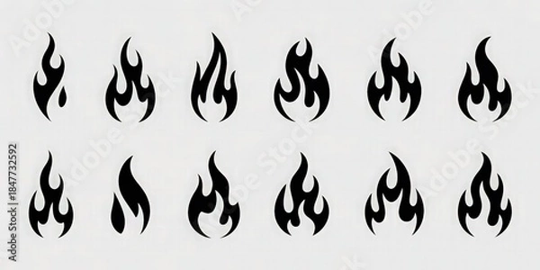 Obraz Flame Tattoo Style Seamless Icon Pattern.