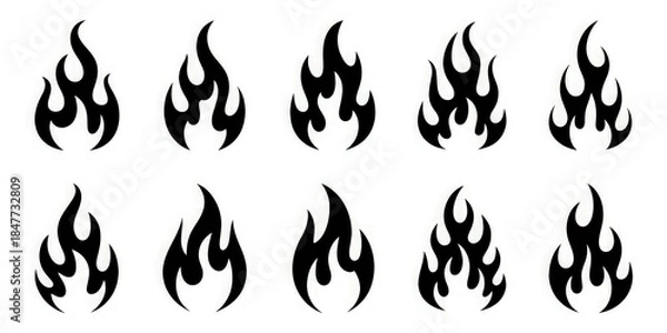 Obraz Fire Flame Silhouette Seamless Vector Pattern.
