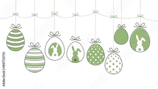 Fototapeta Easter eggs with various patterns and bunny