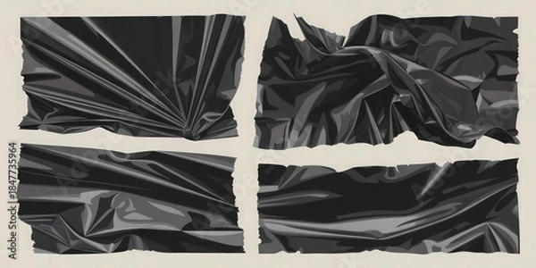 Obraz Torn Black Plastic Foil Abstract Composition.