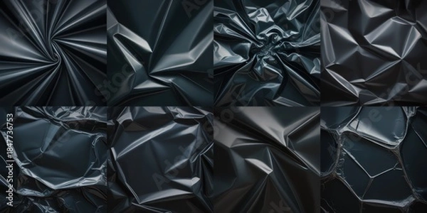 Obraz Dark Crumpled Plastic Texture Background.