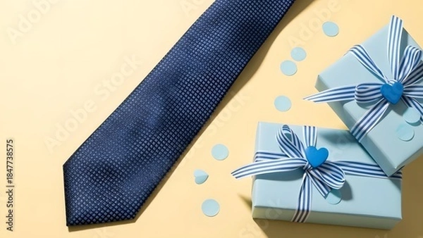 Obraz Blue tie with gift boxes