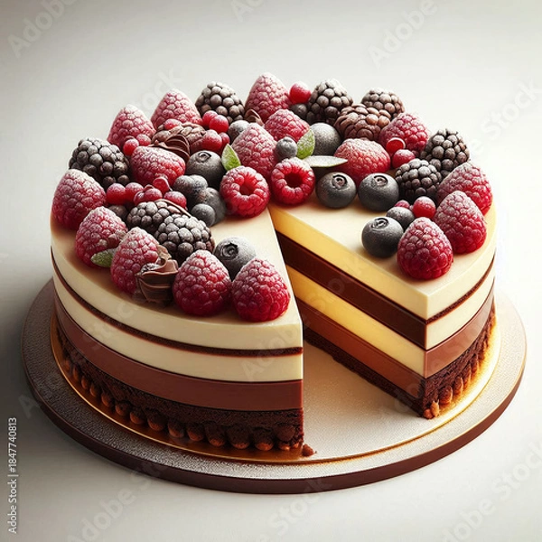 Obraz シックな色合いのベリーケーキ
