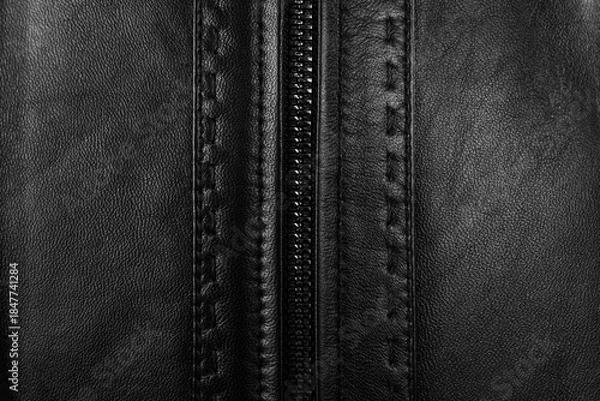 Obraz Black Leather Zipper Seam Texture