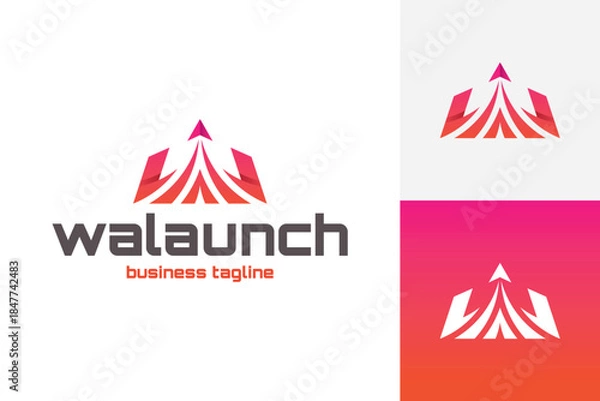 Obraz way launch letter w logo vector