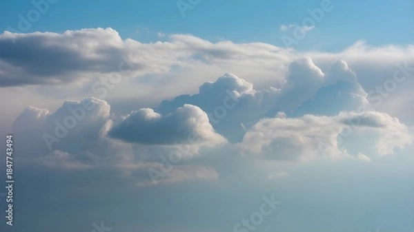 Obraz clear sky with full white smoke clouds with background