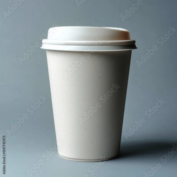 Obraz White Coffee Cup Mockup on Gray Background