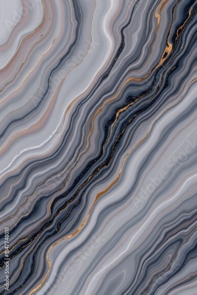 Obraz Abstract Marble Pattern with Gold Highlights