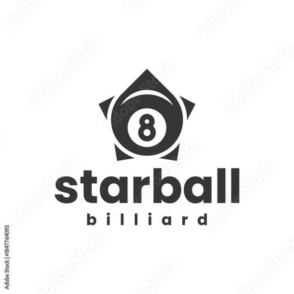 Obraz eight ball star billiard logo vector