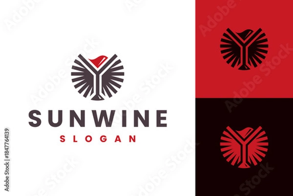 Obraz luxury sun wine logo vector