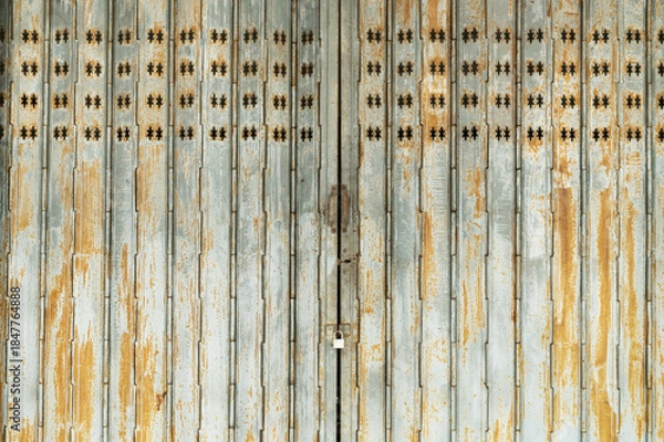 Obraz Vintage rusty folding door with star pattern cutouts