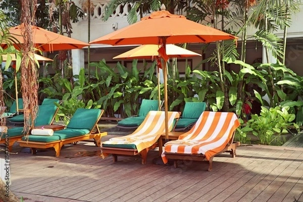 Obraz chair by the pool