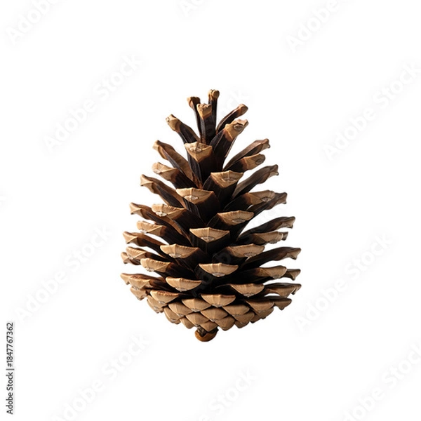 Obraz Brown pine cone isolated on black background natural