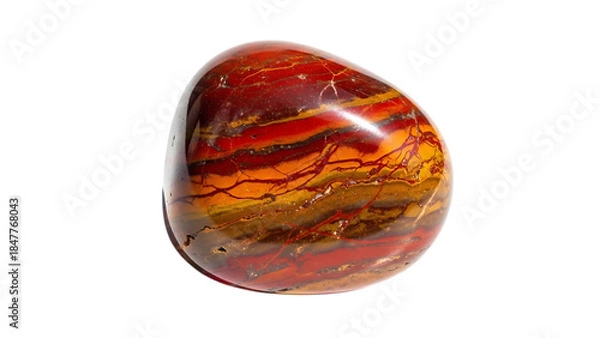 Fototapeta Polished Jasper Stone with Red Orange and Yellow Bands