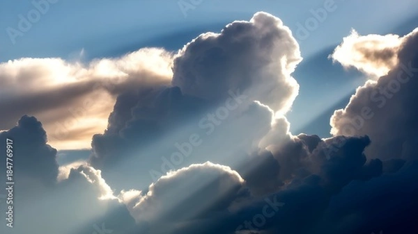 Obraz middle sun rays with clouds