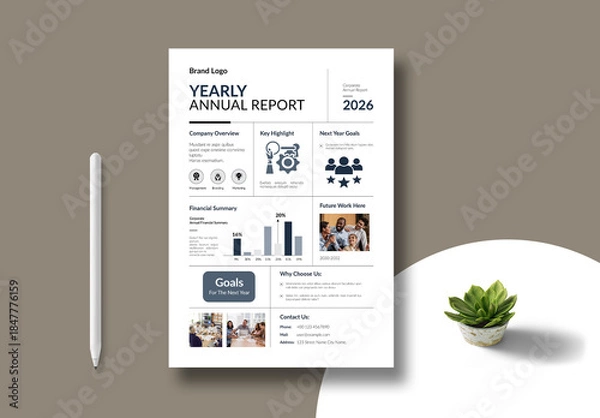 Obraz Annual Report Flyer Template Layout