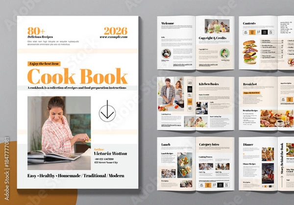 Fototapeta Cookbook Template Layout