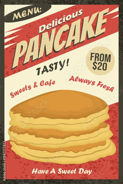 Fototapeta Delicious Pancake Menu Poster with Retro Style