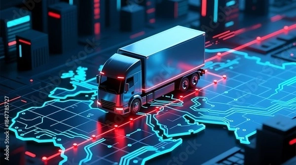 Obraz Cargo Trucks Transporting Goods