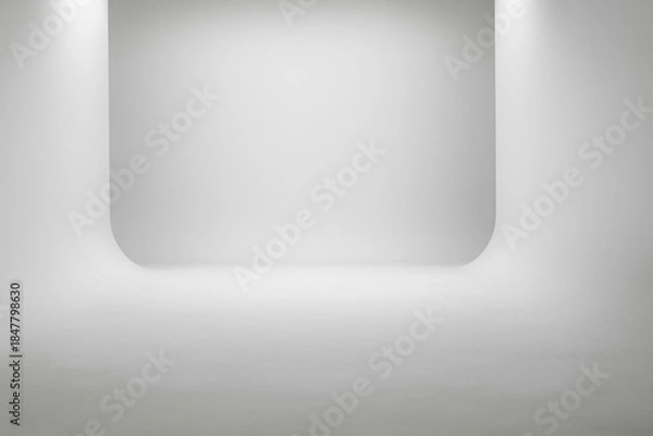Obraz Empty white room with spotlit wall interior design render