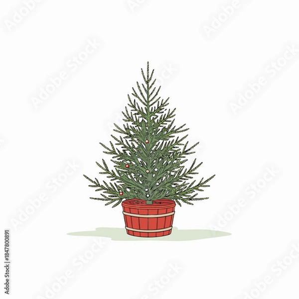 Obraz Realistic Potted Christmas Tree 