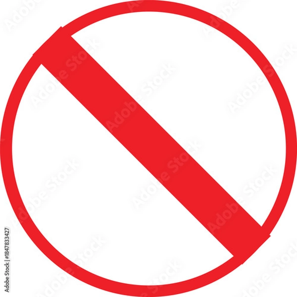 Fototapeta Red Prohibition Symbol Isolated on White Background, Universal No Entry and Forbidden Sign, Minimal Warning Icon for Safety and Restriction Concepts.