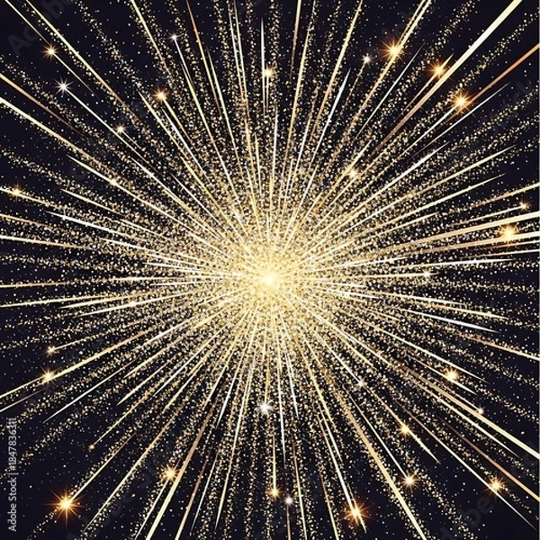 Fototapeta Golden Starburst Explosion With Glittering Particles
