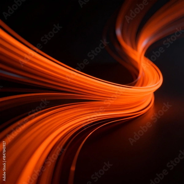 Obraz Dynamic Orange Light Streams on Dark Background