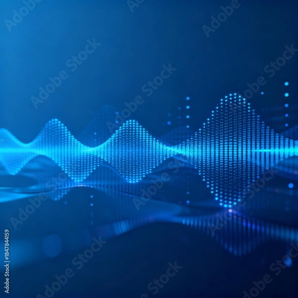 Obraz Blue Sound Wave Visualization with Digital Dots
