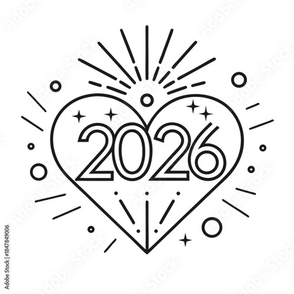 Obraz Firework Heart Line Art 2026