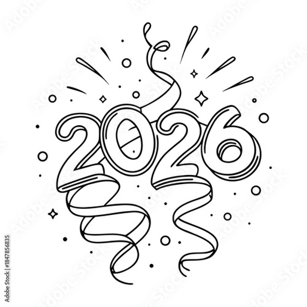 Obraz Ribbon Explosion Line Art 2026