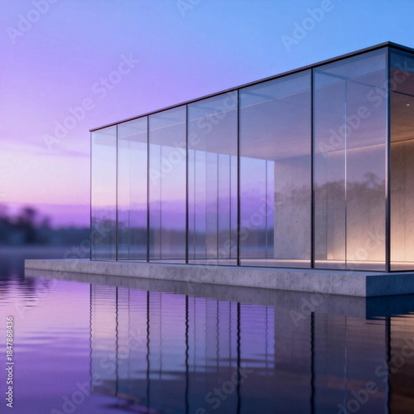 Obraz Floating Glass Pavilion at Dusk