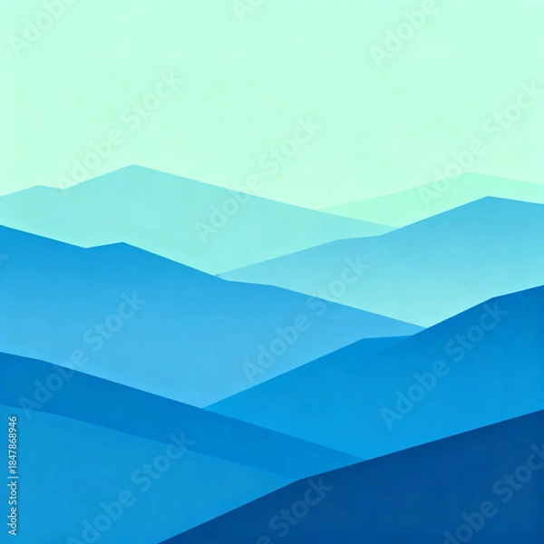 Obraz A Serene Abstract Blue Mountain Range with Soft Gradients