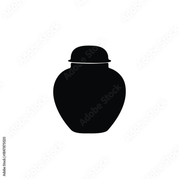 Obraz Ginger jar silhouette icon vector flat design.