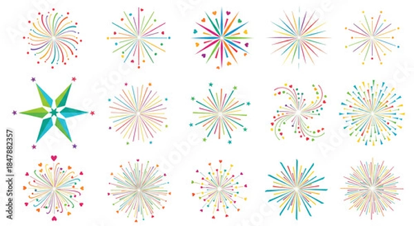 Fototapeta Explosion of Colorful Fireworks for Celebrations, Holidays, and Festive Event Designs