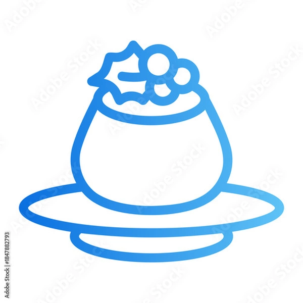 Fototapeta Christmas pudding Line Gradient Icon