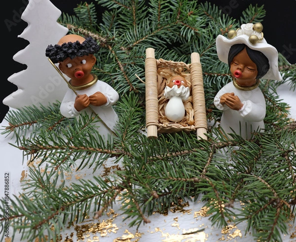 Obraz une petite crèche dans les branches