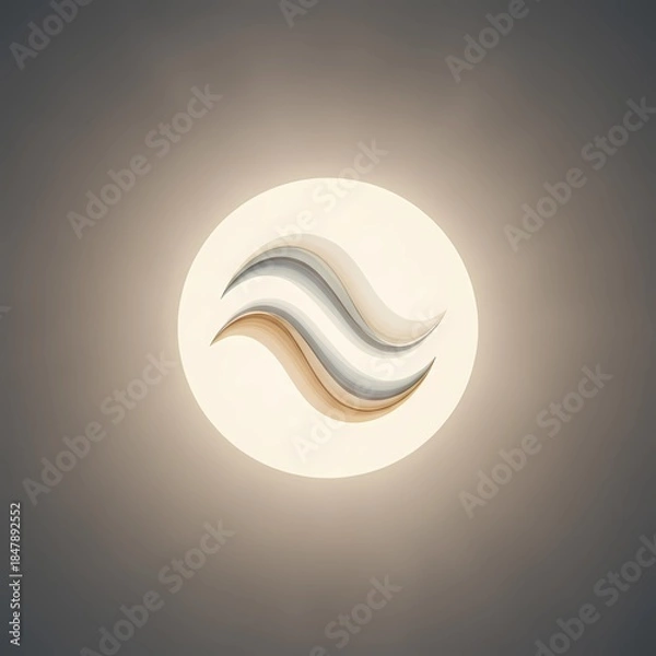 Fototapeta Modern ceiling light fixture with abstract wave design in soft colors  