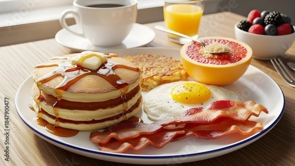 Fototapeta Breakfast plate.