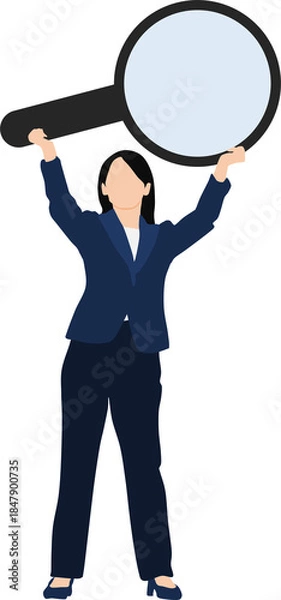 Fototapeta データを分析するビジネスウーマンのイラスト