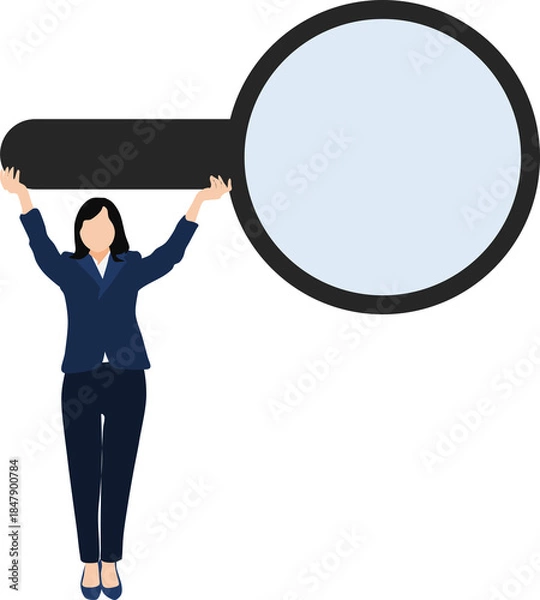 Fototapeta データを分析するビジネスウーマンのイラスト